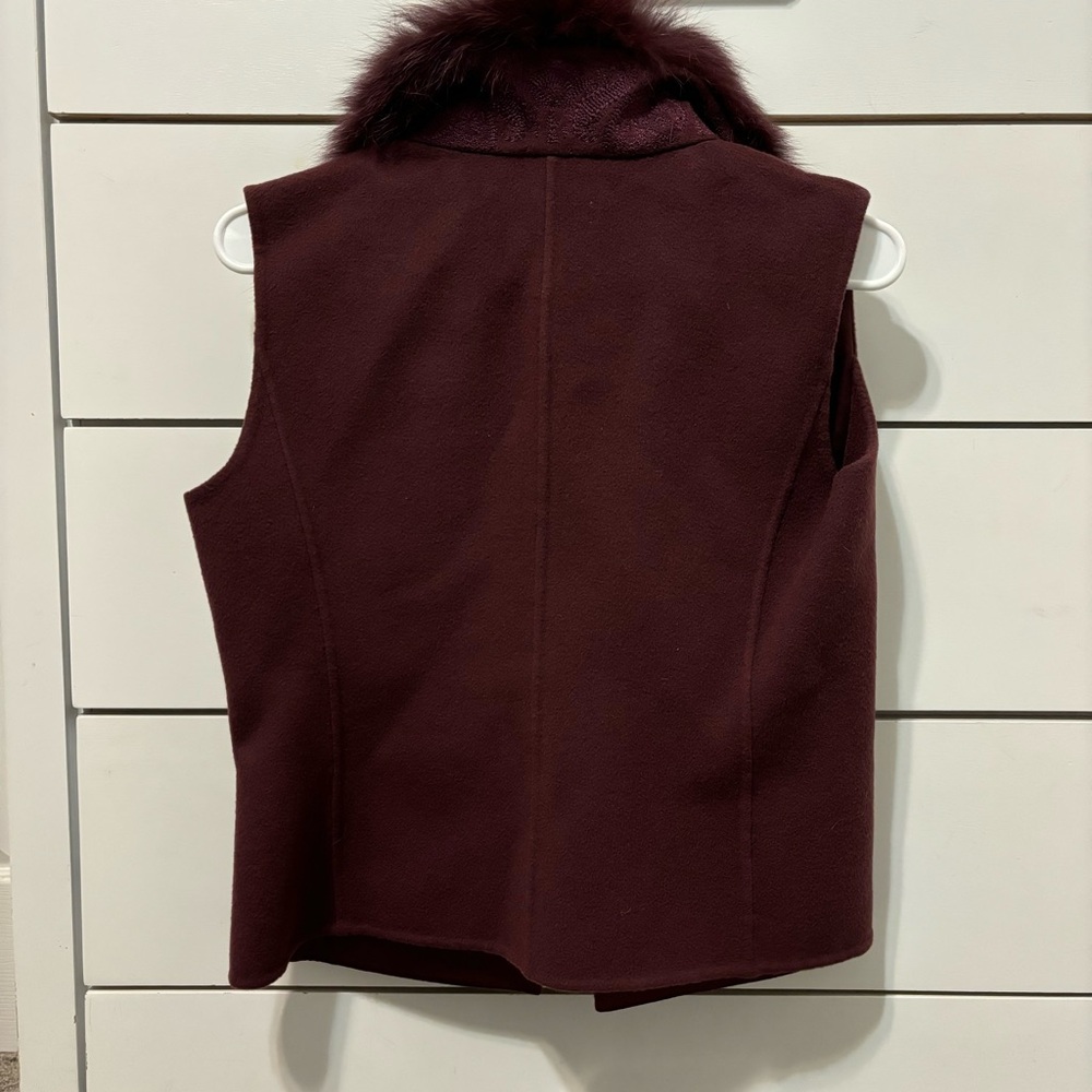 Linda Allard Ellen Tracy Wool Fur Trim Vest NWT - Picture 3 of 6